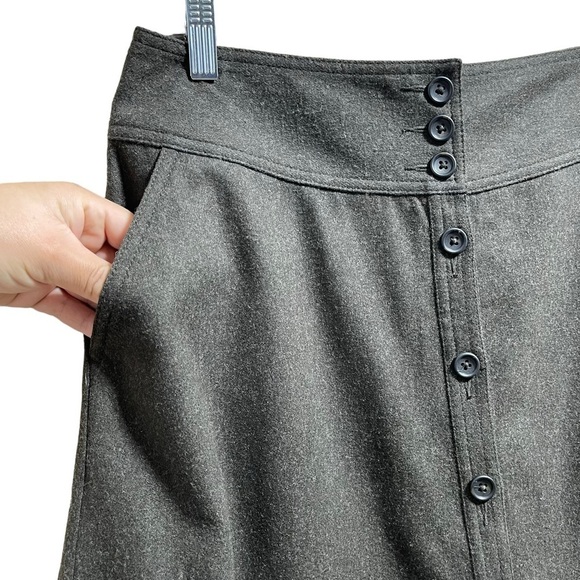 Banana Republic Wool Blend Button Front A-Line Modest Skirt Women's Size 8 - Picture 3 of 7